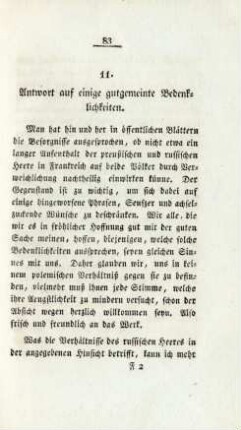 11. Antwort auf einige gutgemeinte Bedenklichkeiten