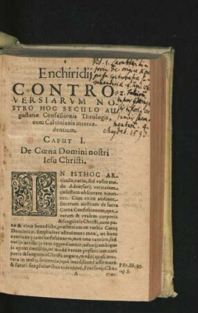 Caput I. De Coena Domini nostri Iesu Christi.