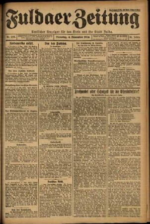 Erste Ausgabe vom Dienstag, den 04. November 1924.