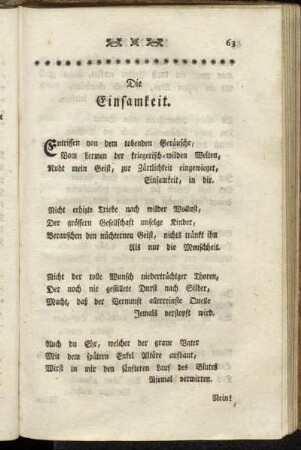Die Einsamkeit. - Der Zufall.