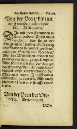 Von der Peen der Dieberey. Articulus. vii.