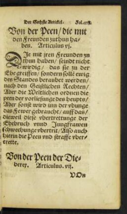Von der Peen der Dieberey. Articulus. vii.