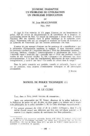 283, Jeunesse inadaptée: Un problème de civilisation, un problème d'éducation, par M. Jean Braconnier