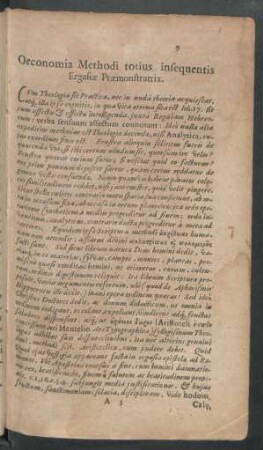 Oeconomia Methodi totius insequentis Ergasiae Praemonstratrix.