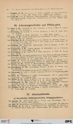 III. Literaturgeschichte und Philosophie (Nr. 718 - 735)