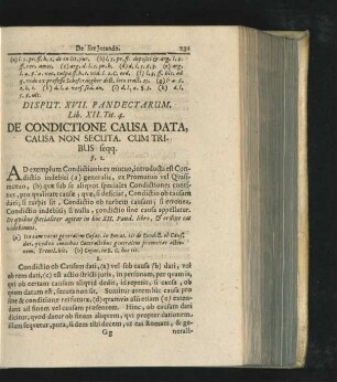 Disput. XVII. De Condictione Causa Data, Causa Non Secuta. Cum Tribus seqq.