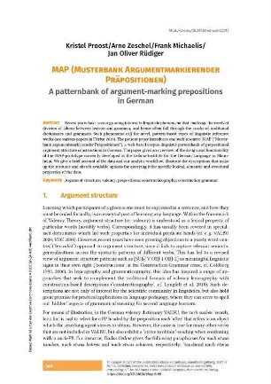 MAP (Musterbank Argumentmarkierender Präpositionen). A patternbank of argument-marking prepositions in German