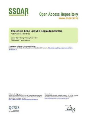 Thatchers Erbe und die Sozialdemokratie