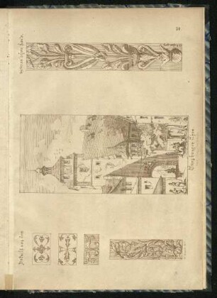 Würzburger-Thor und Details aus dem Haffner'schen Saale zu Rothenburg o. T.