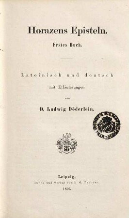 Horazens Episteln : lateinisch und deutsch, 1