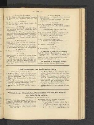Verzeichnis von Aktenstücken, Denkschriften usw. aus dem Bereiche der Kolonial-Verwaltung.