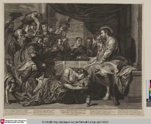 MARIA MAGDALENA WASCHT CHRISTUS VOETEN. Lucae VII. [Christus im Hause des Pharisäers]