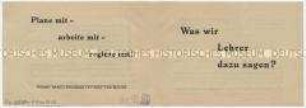 Flugschriftschrift mit Wahlpropaganda zur Volkskammerwahl 1958 aus dem Bereich der Bildungspolitik