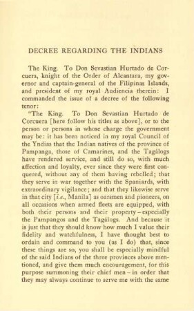 Decree regarding the Indians