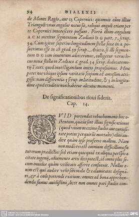 Cap. 14. De significationibus noui sideris.