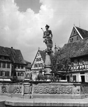 Marktbrunnen (Graf-Albrecht-Brunnen) : Marktbrunnen (Graf-Albrecht-Brunnen). Stein (1554). Öhringen, Marktplatz