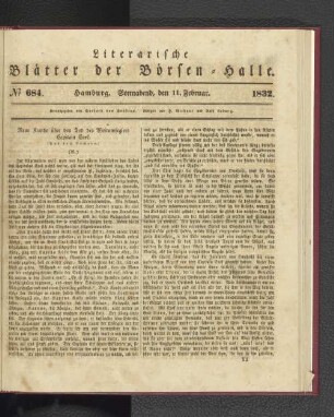 No 684. Hamburg. Sonnabend, den 11. Februar. 1832.