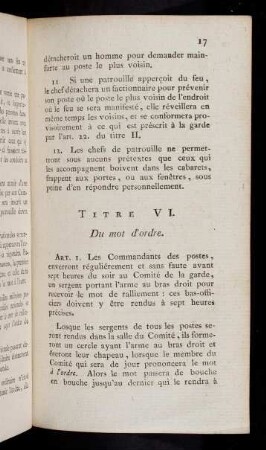 17-18, Titre VI