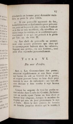 17-18, Titre VI