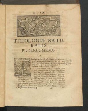 Theologiae Naturalis Prolegomena