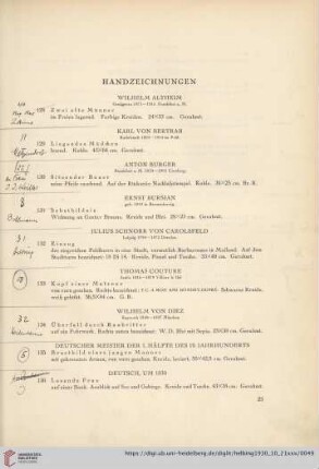 Handzeichnungen (Nr. 128-144)