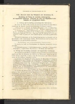a. Prüfung und Beschaffung meteorologischer Instrumente.
