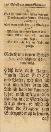 Gebeth um neuen Gehorsam, und tägliche Erneuerung