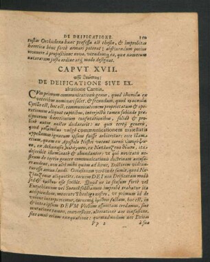 Caput XVII. ... De Deificatione Sive Exaltatione Carnis.