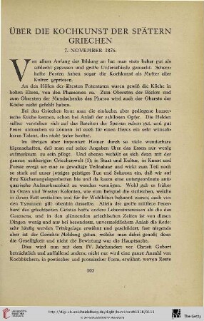 Über die Kochkunst der Spätern von Griechen