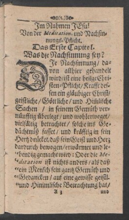 Das Erste Capitel. Was die Nachsinnung sey?
