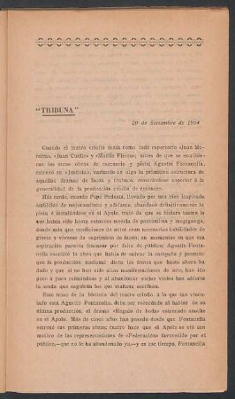 "Tribuna" - [Juicio de la prensa]