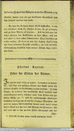 Fünftes Kapitel. Ueber die Sitten der Römer