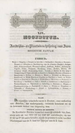 XIV. Hoofdstuk. Aardrijks- en plaatsbeschrijving van Java. Residentie Bantam