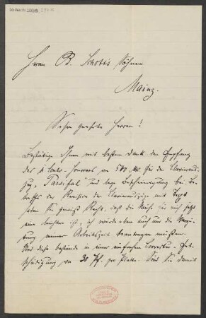 Brief an B. Schott's Söhne : 13.03.1892