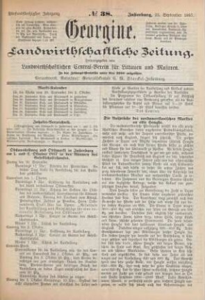 Fünfundfünfzigster Jahrgang. No. 38. Insterburg, 22. September 1887.