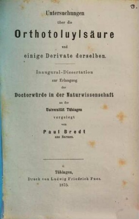 Untersuchungen über die Orthotoluylsäure und einige Derivate derselben