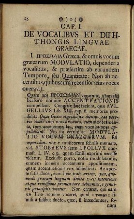 Cap. I. De Vocalibus Et Diphthongis Linguae Graecae.