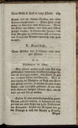 V. Kapitel. Vom Mästen der Hofhüner und jungen Hüner.