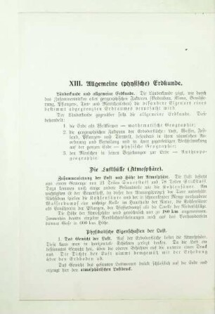 XIII. Allgemeine (physische) Erdkunde