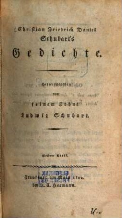 Christian Friedrich Daniel Schubart's Gedichte. 1