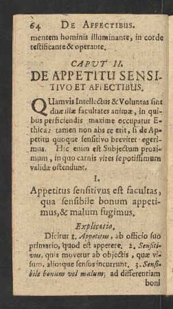 Caput II. De Appetitu Sensitivo Affectibus.