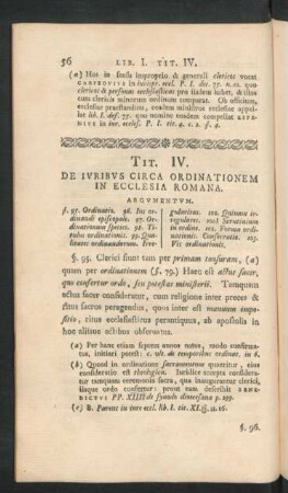 Tit. IV. De Iuribus Circa Ordinationem In Ecclesia Romana