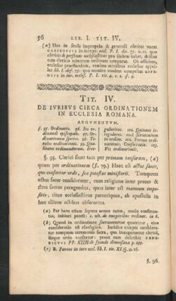 Tit. IV. De Iuribus Circa Ordinationem In Ecclesia Romana