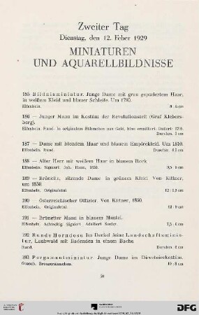 Miniaturen und Aquarellbildnisse (Nr. 185-206)