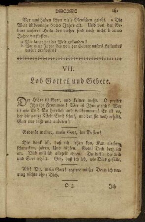 VII. Lob Gottes und Gebete.