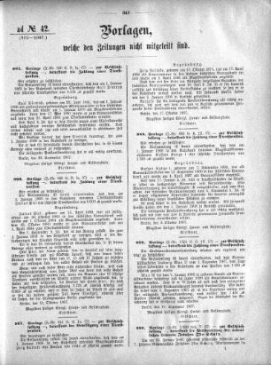 Anlage: ad No. 42 (985-1047), Vorlagen, welche den Zeitungen nicht mitgeteilt sind