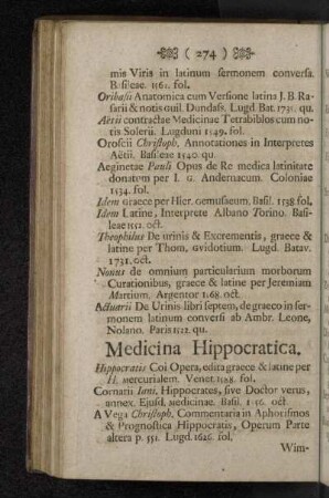 Medicina Hippocratica.