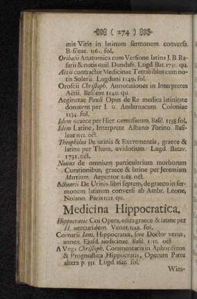 Medicina Hippocratica.