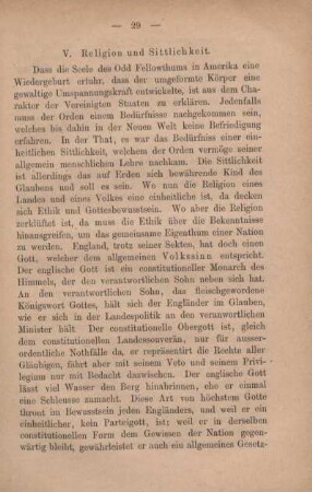 V. Religion und Sittlichkeit