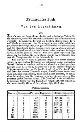 Neunzehntes Buch. Von den Logarithmen.
